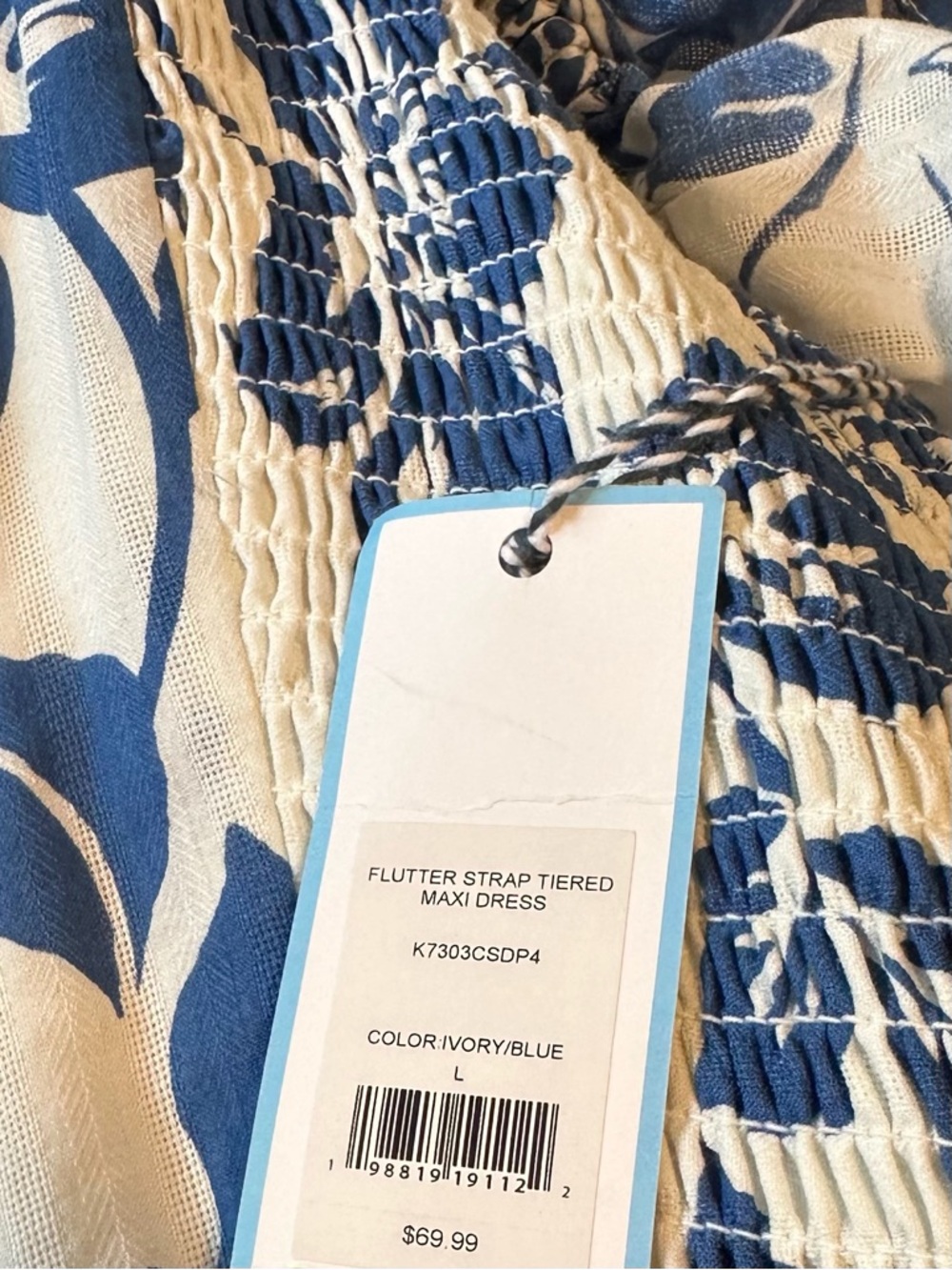 Draper James Floral Jacquard Flutter Sleeve Midi Dress Womens L Blue & Ivory NWT - Picture 14 of 16